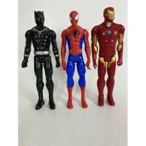 3 Marvel  Action Figures 11" Black Panther Spider Man Iron Man Lot of 3